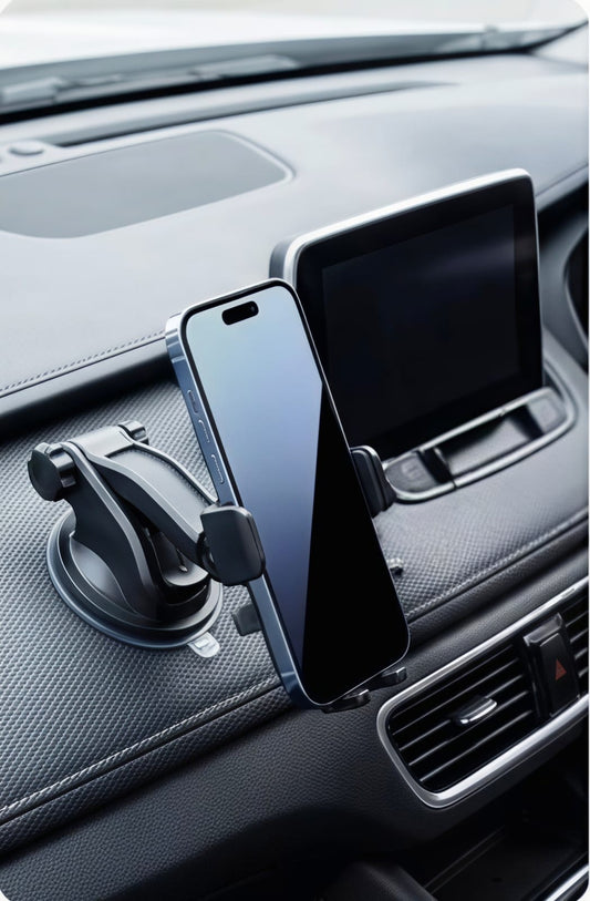 Universal Dashboard & Windshield Suction Cup Car Phone Holder – 360° Adjustable Mobile Mount for GPS Navigation
