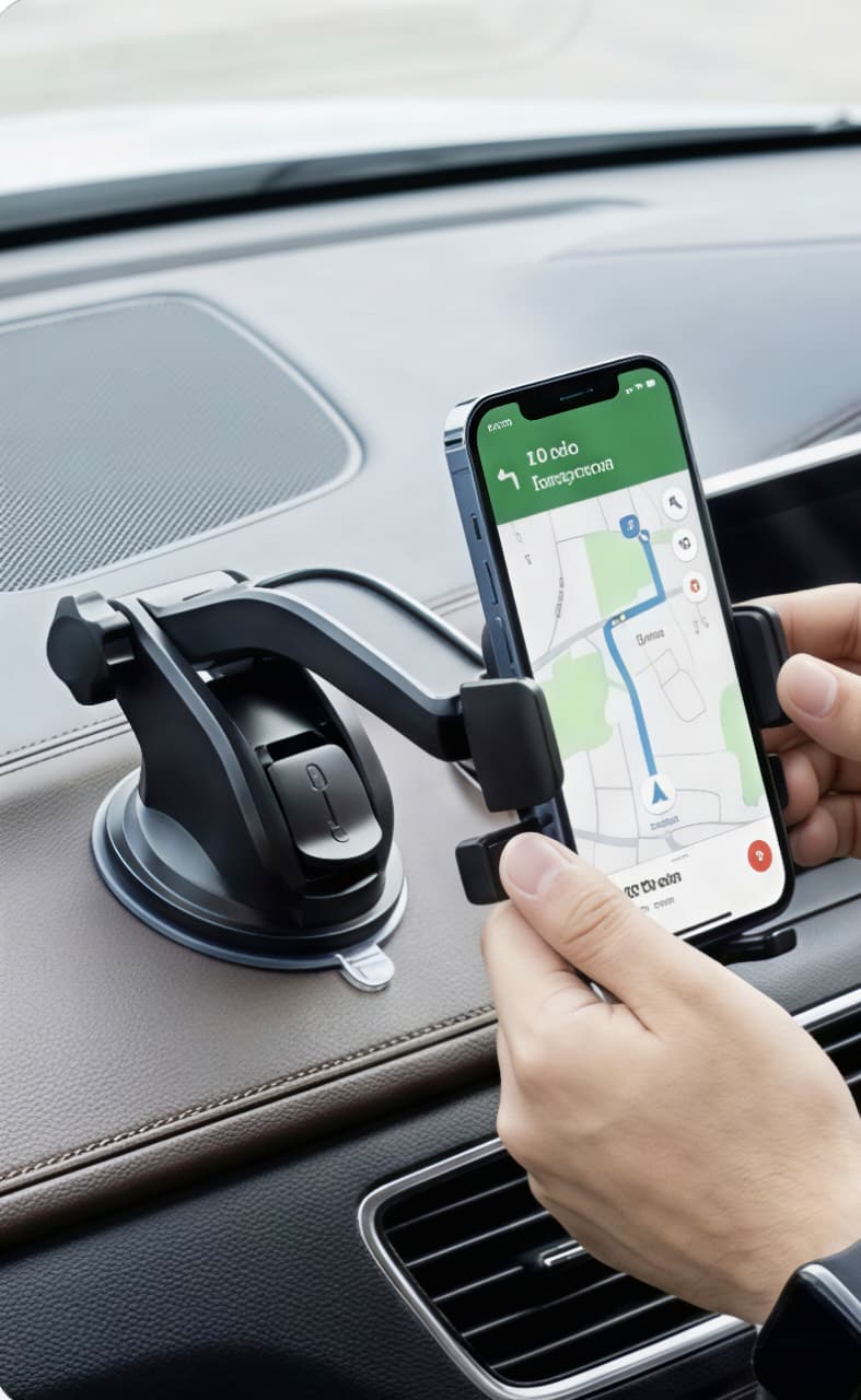 Universal Dashboard & Windshield Suction Cup Car Phone Holder – 360° Adjustable Mobile Mount for GPS Navigation