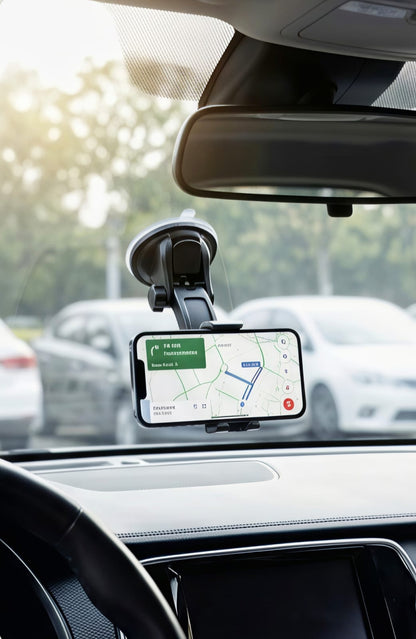 Universal Dashboard & Windshield Suction Cup Car Phone Holder – 360° Adjustable Mobile Mount for GPS Navigation